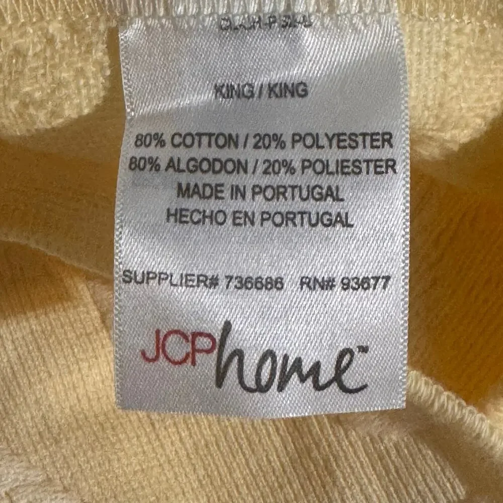 JCP Home King Pillow Sham Cream Embossed Floral Scalloped Edge